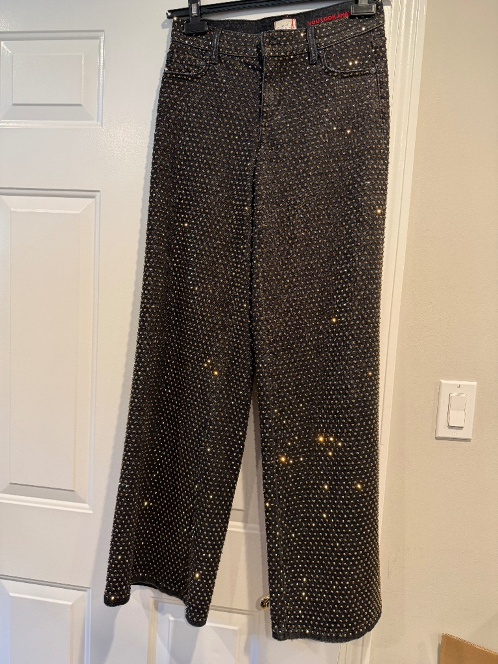 NWT Alice + Olivia Amazing Stud Embellished Baggy Wide Leg Jeans Sz 24